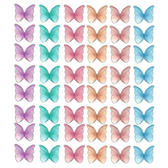 OIUR 40/48Pcs Cake Decoration Wafer Paper Flower Cake Toppers Edible Butterfly Flower Cupcake Decoration Birthday Party Accessories
