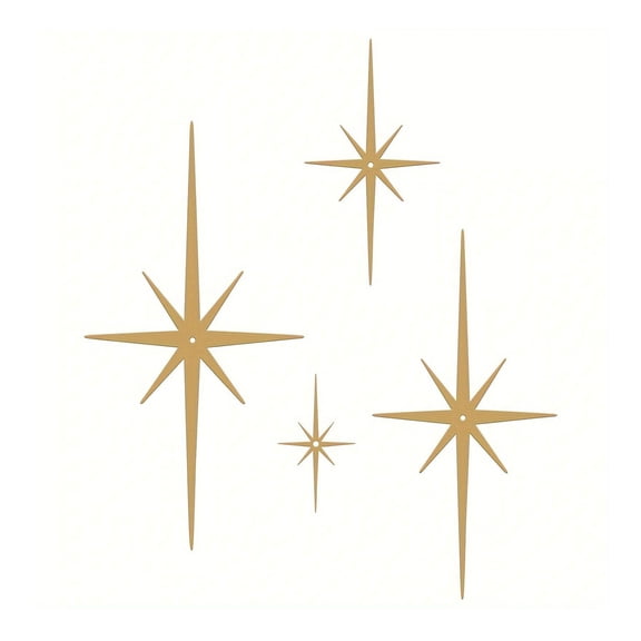 OIUR 4Pcs Metal Starburst Wall Decoration Retro Mini Mid-Century Starburst Wall Art Sculpture Home Bedroom Living Room Bathroom Wall Decorative Sign