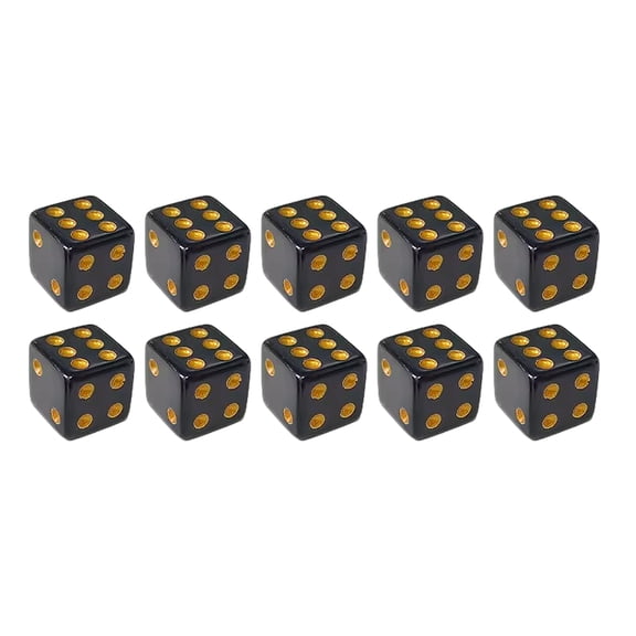 OIUR 5/10/15Pcs 16mm Black Dice with Golden Dots, 6-Sided Acrylic Gaming Dice Set, Classic Tabletop Board Game Accessories