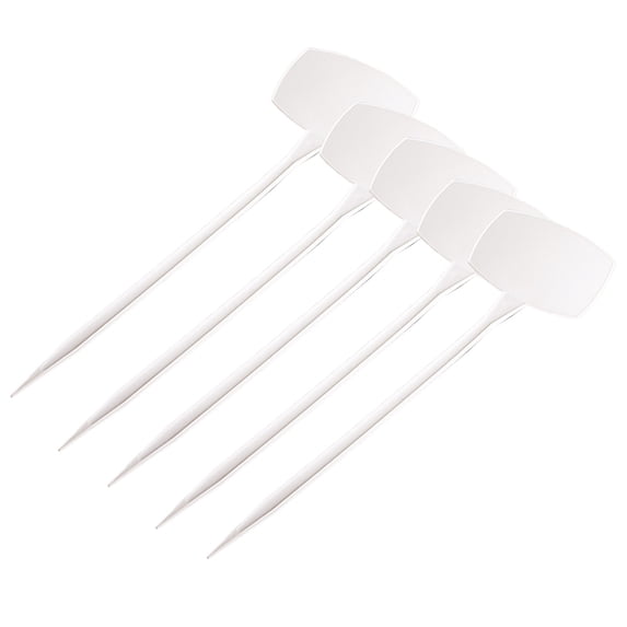 OIUR 5 Pcs Plant Tags Reusable Plastic T Shape Plant Labels Plant Markers Inserted Cards for Flower Bed Garden Nursery Outdoor Gardening