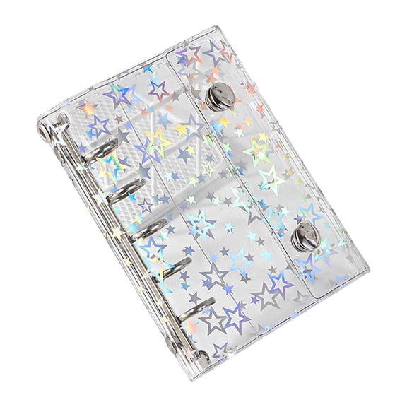 OIUR A6 Star Binder Cover Color-Changing PVC Notebook Cover with Reflective Design Transparent Spiral Planner Journal Sketchbook Accessories