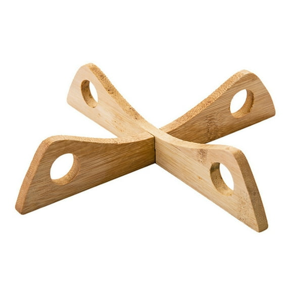 OIUR Bamboo Pot Holder Heat-Resistant Cross Trivet for Pans Bowls Hot Dishes Natural Wooden Cooling Rack with Hanging Hole
