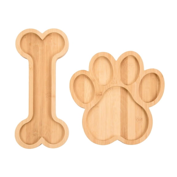 OIUR Bamboo Serving Tray Bone or Claw Shaped Charcuterie Board Snack Platter Rustic Candy Dish for Housewarming Party Supplies Dog Lovers Gift