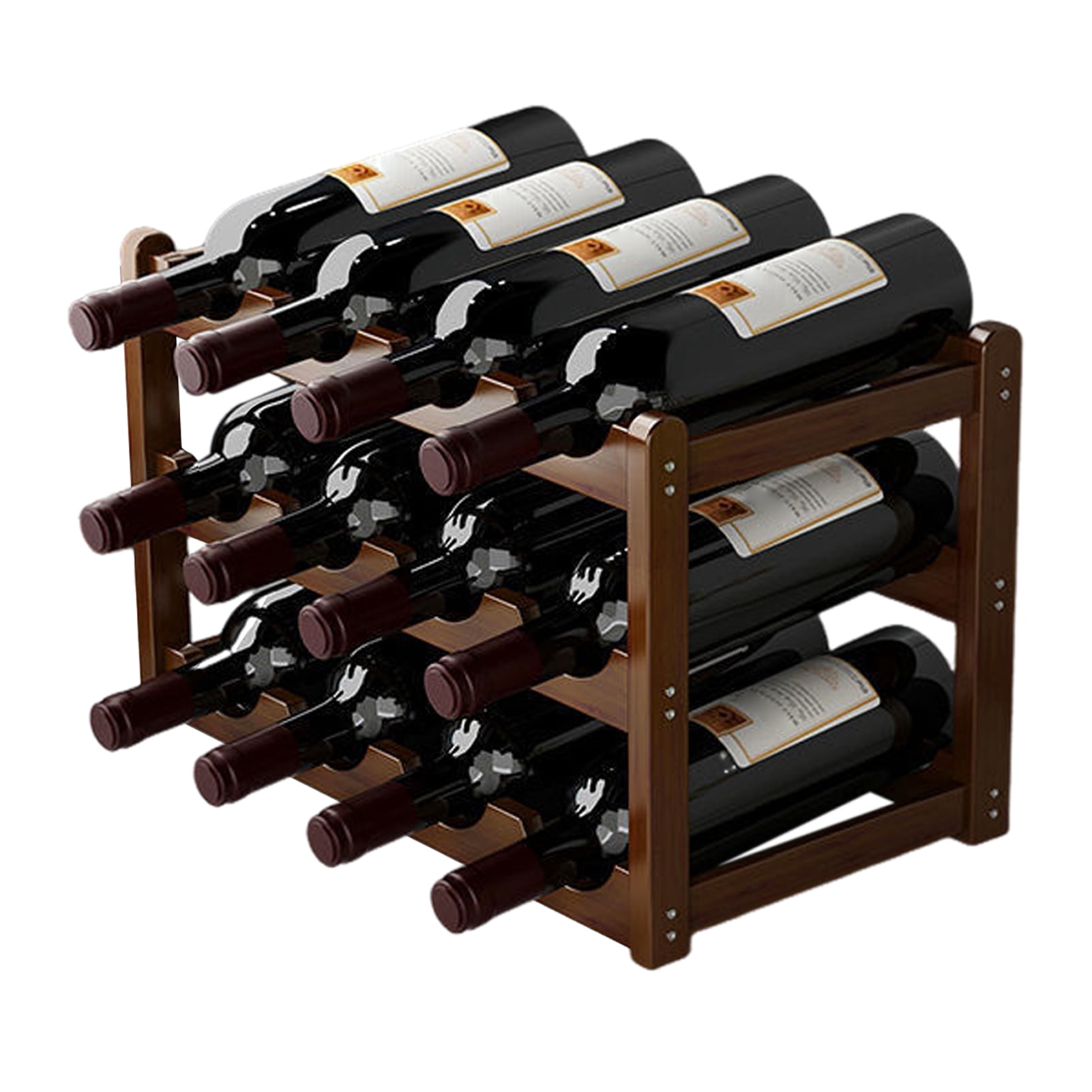 OIUR Bamboo Wine Rack Holder Bar Cabinets Stackable Storage Cube ...