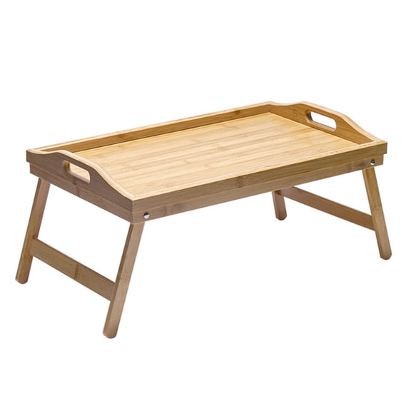 OIUR Bed Table Tray with Folding Leg Strong Load-bearing Smooth Edge Burr Free Multifunctional Bamboo Bed Tray Storage Holder