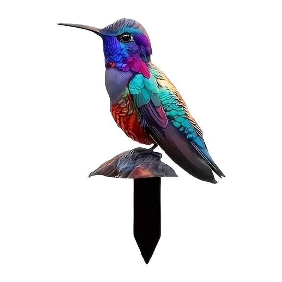 OIUR Bird Garden Decor Stake Acrylic 2D Flat Bird Decoration Yard Art Weatherproof Bird Stake for Outdoors Lawns Patios