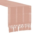 thumbnail image 1 of OIUR Boho Knitted Table Runner Handmade Rustic Table Runner with Tassels Cotton Linen Farmhouse Table Runner for Dining Table Sideboard Dresser Decor, 1 of 7