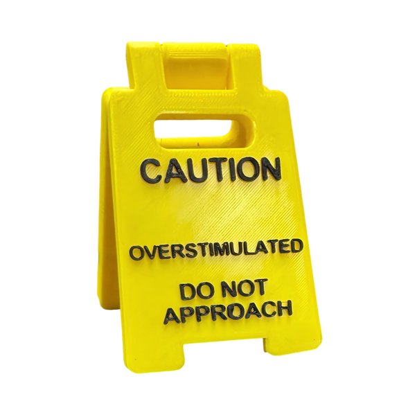 OIUR Caution Overstimulated Desk Sign Do Not Approach Caution Sign Humor Gag Mini Warning Signage for Offices Workstations Decoration
