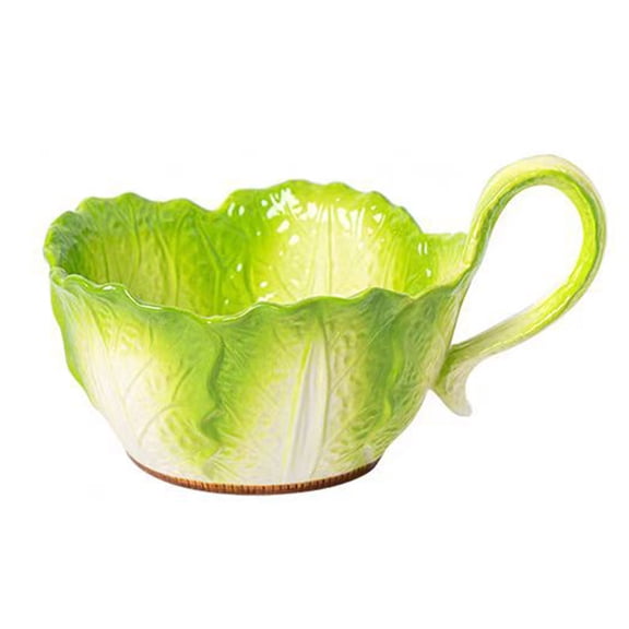 OIUR Ceramic Noodle Bowl Creative Cabbage Shape Serving Bowl Cartoon Vegetable Tableware for Noodles Soup Salads