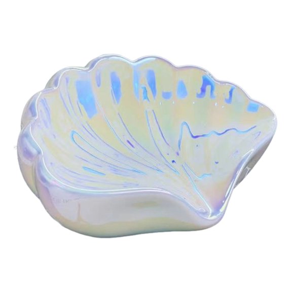 OIUR Ceramic Soap Holder Bathroom Soap Tray Non-Slip Design Multipurpose Sea-Shell Soap Tray with Self Draining