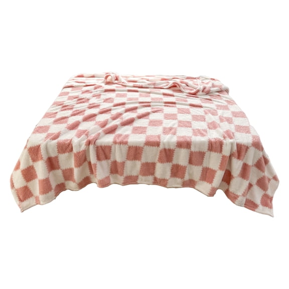 OIUR Chessboard Pattern Plush Blanket Breathable Fluffy Blanket Checkered Bed Blanket for All Season Home Office Travel