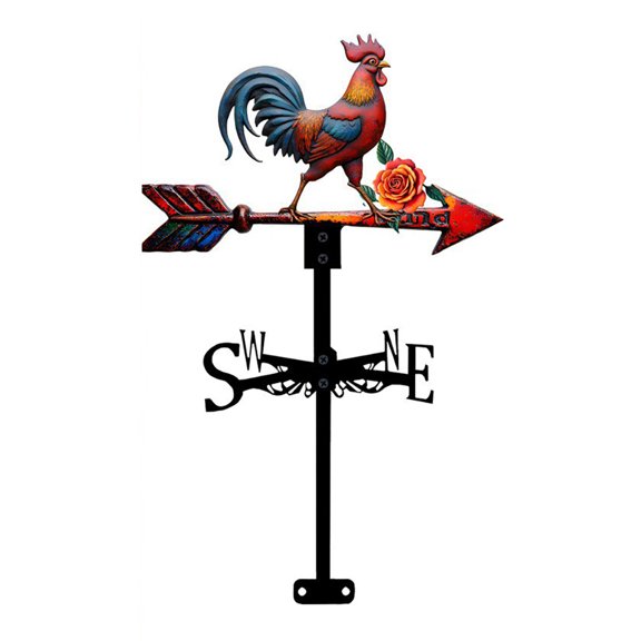 OIUR Chicken Weathervane, Metal Animal Weather Vane, Roof Mount Rooster Wind Vane for Outside Garden, Patio, Farmhouse, Barn, Sheds Decoration
