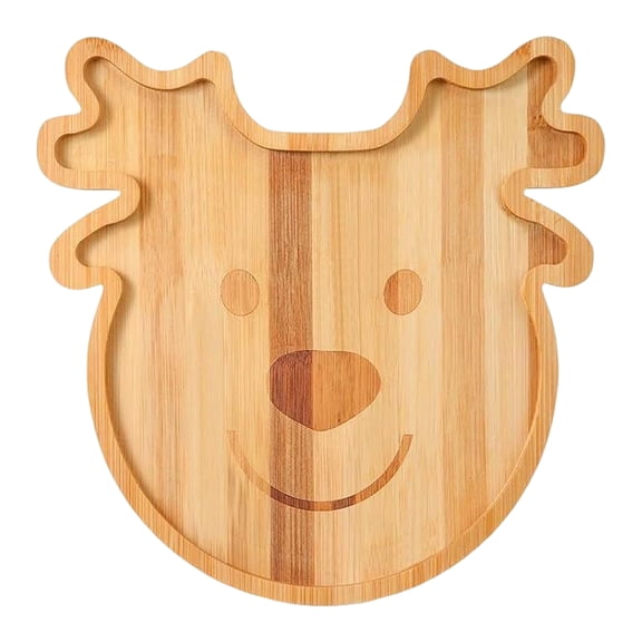 OIUR Christmas Snack Tray Santa Reindeer Bamboo Serving Platter for Candy Desserts Fruits Holiday Charcuterie Board Hostess Gifts