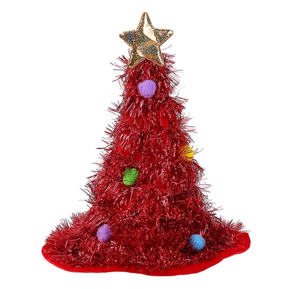 OIUR Christmas Tree Hat Glitter Tinsel Santa Hat for Adults Children Funny Holiday Party Acceesory for New Year Christmas Supplies