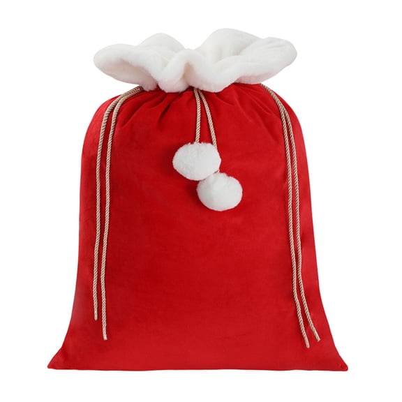 OIUR Christmas Velvet Santa Gift Bag, 19 x 26 Inch Large Drawstring Santa Claus Bag, Reusable Gift Presents Sack for Xmas Holiday Party Supplies