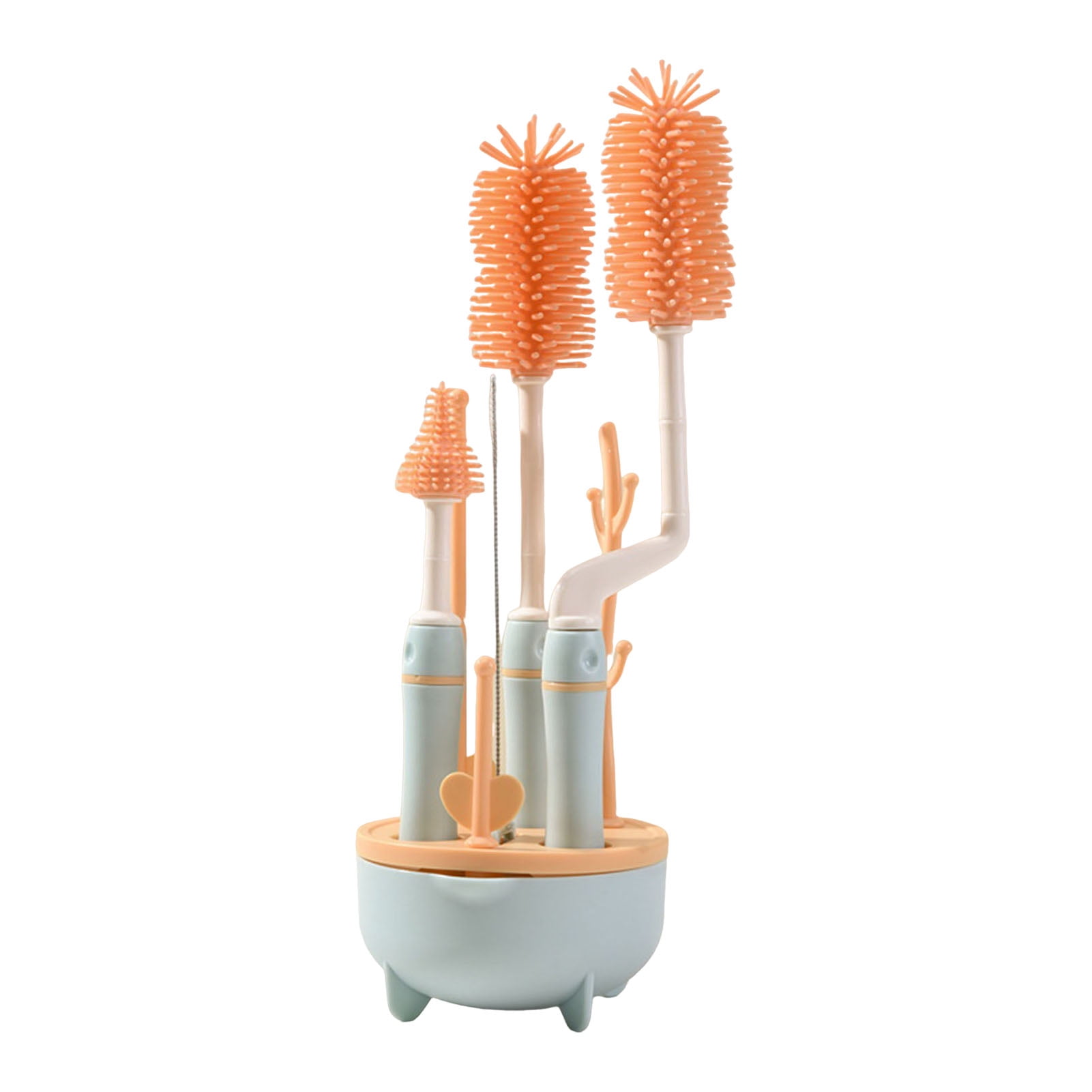 OIUR Cleaning Brush Set with Angle Neck Cleaner Flat Cap Scraper Nipple Brush Heat-Resistant Silicone Bristles Straw Cups Cleaning Brush