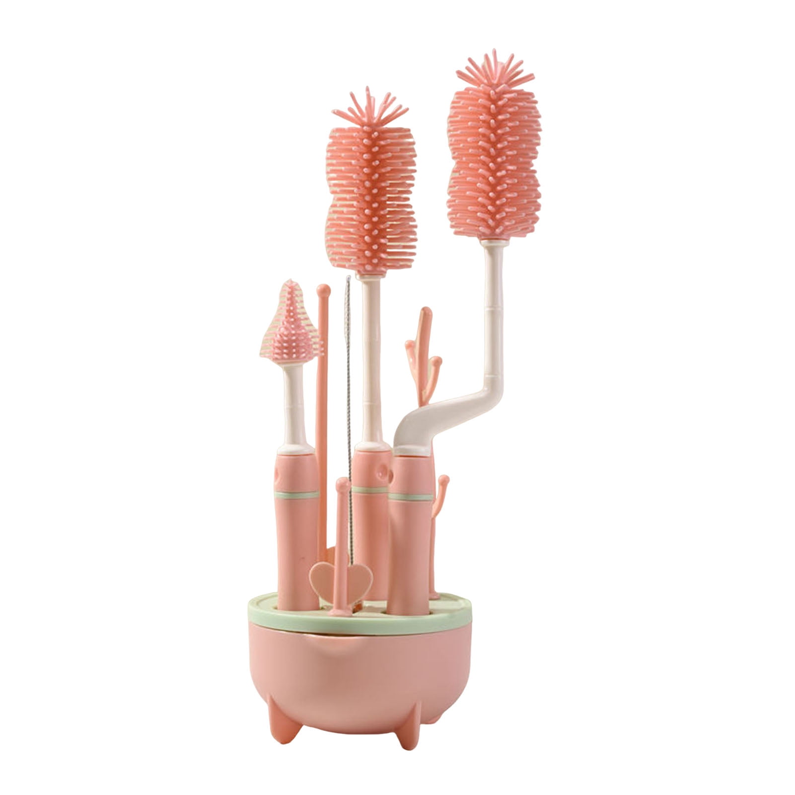 OIUR Cleaning Brush Set with Angle Neck Cleaner Flat Cap Scraper Nipple Brush Heat-Resistant Silicone Bristles Straw Cups Cleaning Brush