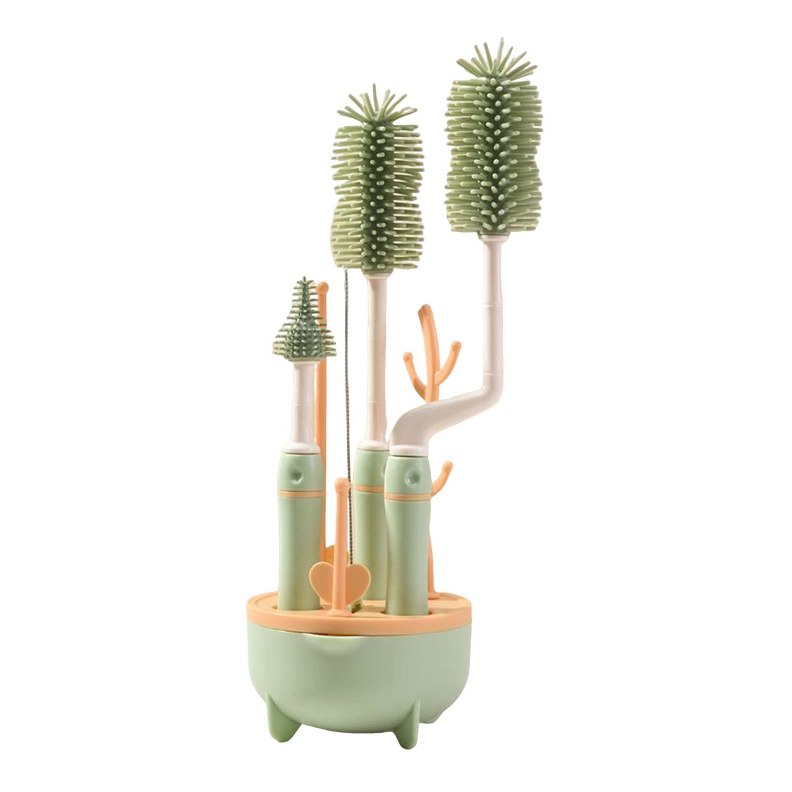 OIUR Cleaning Brush Set with Angle Neck Cleaner Flat Cap Scraper Nipple Brush Heat-Resistant Silicone Bristles Straw Cups Cleaning Brush