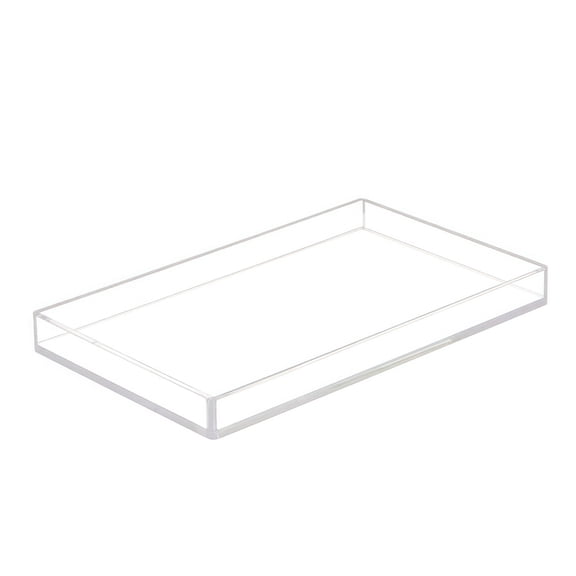 OIUR Clear Acrylic Decorative Tray, Modern Rectangular Vanity Tray, Space Saving Jewelry And Perfume Organizer for Bathroom Countertop