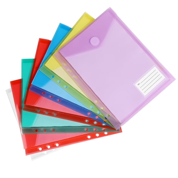 OIUR Clear Poly Envelope Binders Pocket Insert with Hook And Loop Closure, Plastic Documents File Folders with Label Pocket for A4 A5 A6 Size Letter