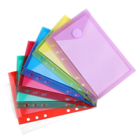 OIUR Clear Poly Envelope Binders Pocket Insert with Hook And Loop Closure, Plastic Documents File Folders with Label Pocket for A4 A5 A6 Size Letter