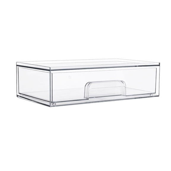 OIUR Clear Pull-Out Drawers Storage Box Large Capacity Multipurpose Stackable Organizer Transparent Storage Bin with Handle
