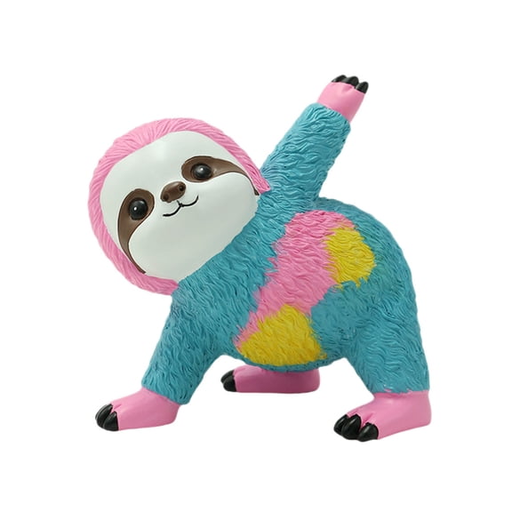 OIUR Colorful Yoga Sloth Statue Simulation Sloth Resin Figurine Sculpture Home Office Yoga Gym Desktop Decoration Ornament