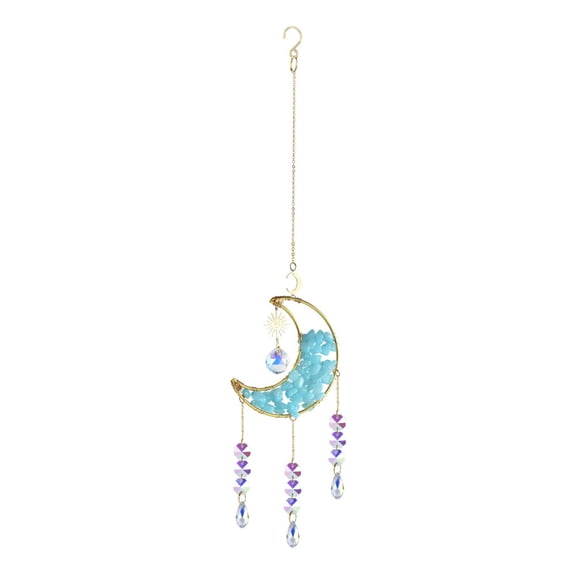 OIUR Crystal Sun Catcher Crescent Moon Sun Catcher Rainbow Maker Prism Ornament for Window Balcony Bedroom Garden Hanging