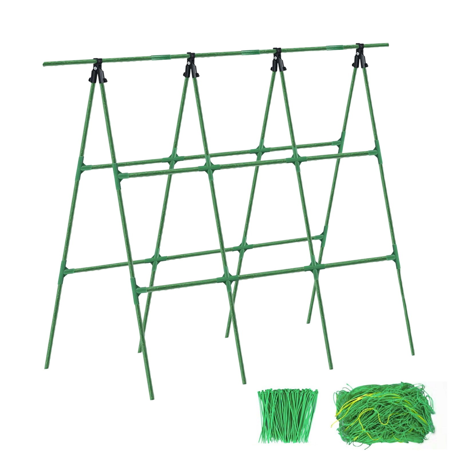 OIUR Cucumber Trellis for Garden 48 Inch A-Frame Plant Trellis Set with Net And Ties Climbing Vegetable Support Trellis for Cucumbers Tomatoes Grapes