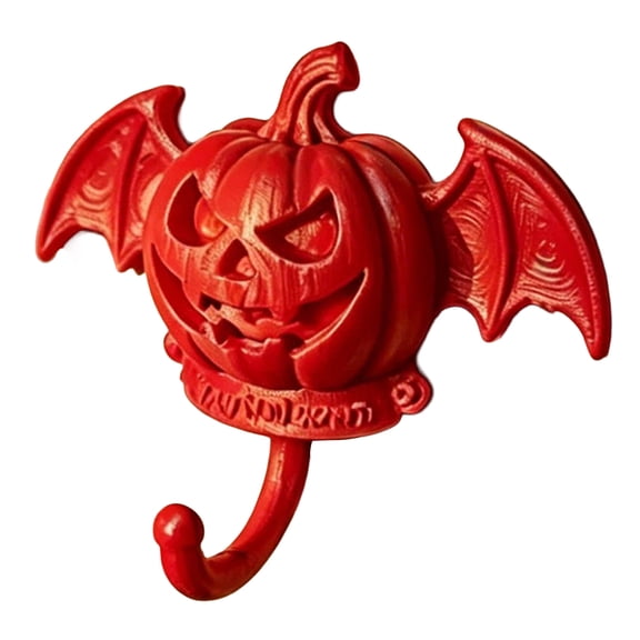 OIUR Devil Pumpkin Bat Wall Hook, Halloween No-Drill Adhesive Hook for Keys Bags, Strong Sticky Damage-Free Decorative Hooks for Entryway Kitchen Door
