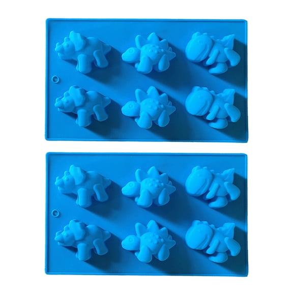 OIUR Dinosaur Chocolate Mold 6-Cavity Non Stick Silicone Ice Cube Tray Flexible Jelly Ice Cube Molds High Low Temperature Cheesecake Pudding Molds