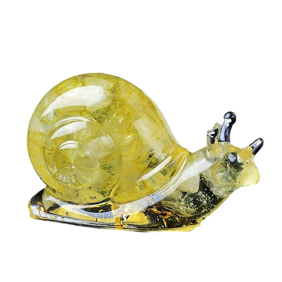 OIUR Faux Crystal Snail Figurine Colorful Natural Stone Snail Statue Mini Hand Carved Healing Snail Ornament Home Office Desktop Decoration