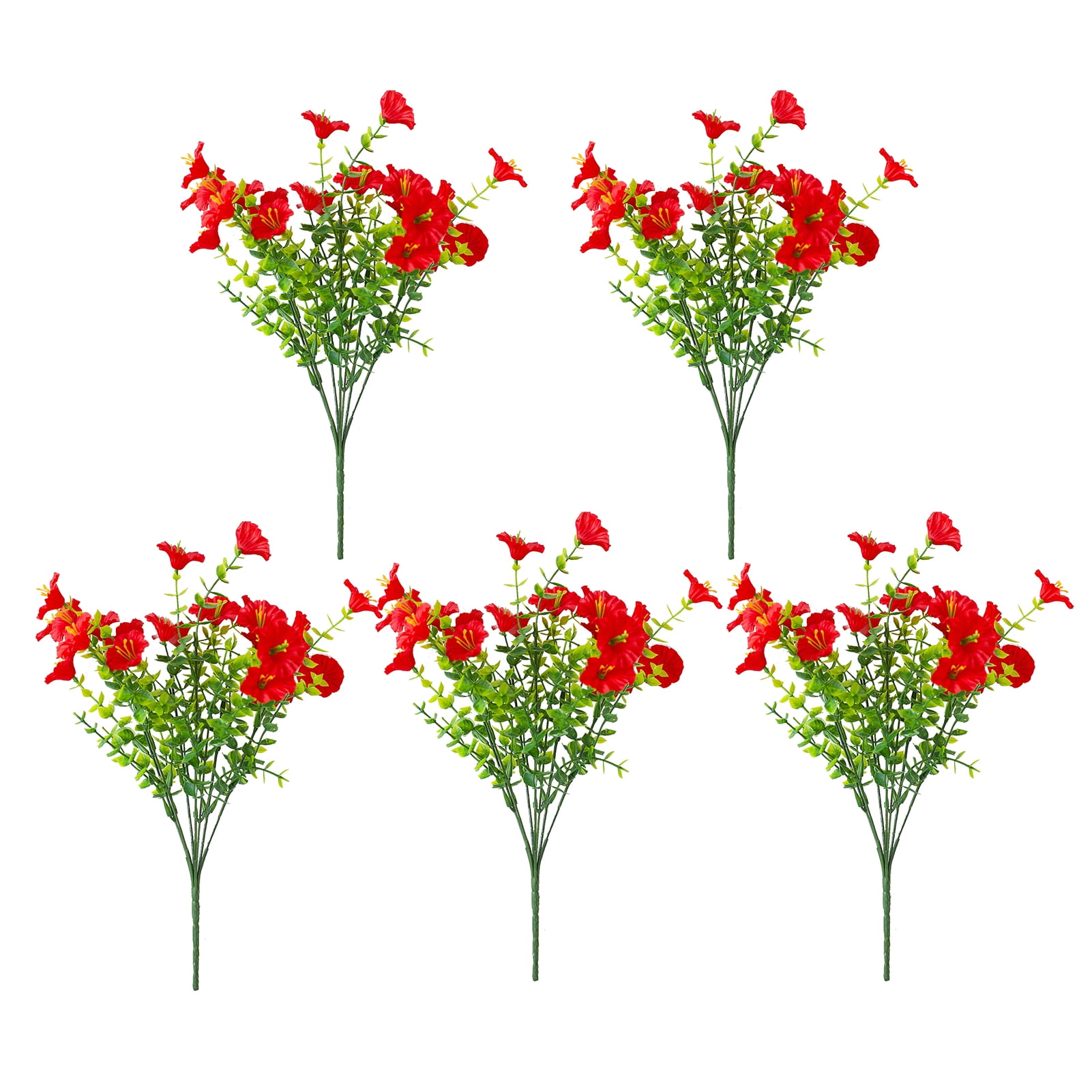 OIUR Faux Petunia Flowers Bunch Outdoor Artificial Flowers Realistic UV Resistant Fake Flowers for Porch Patio Window Box Hanging Basket