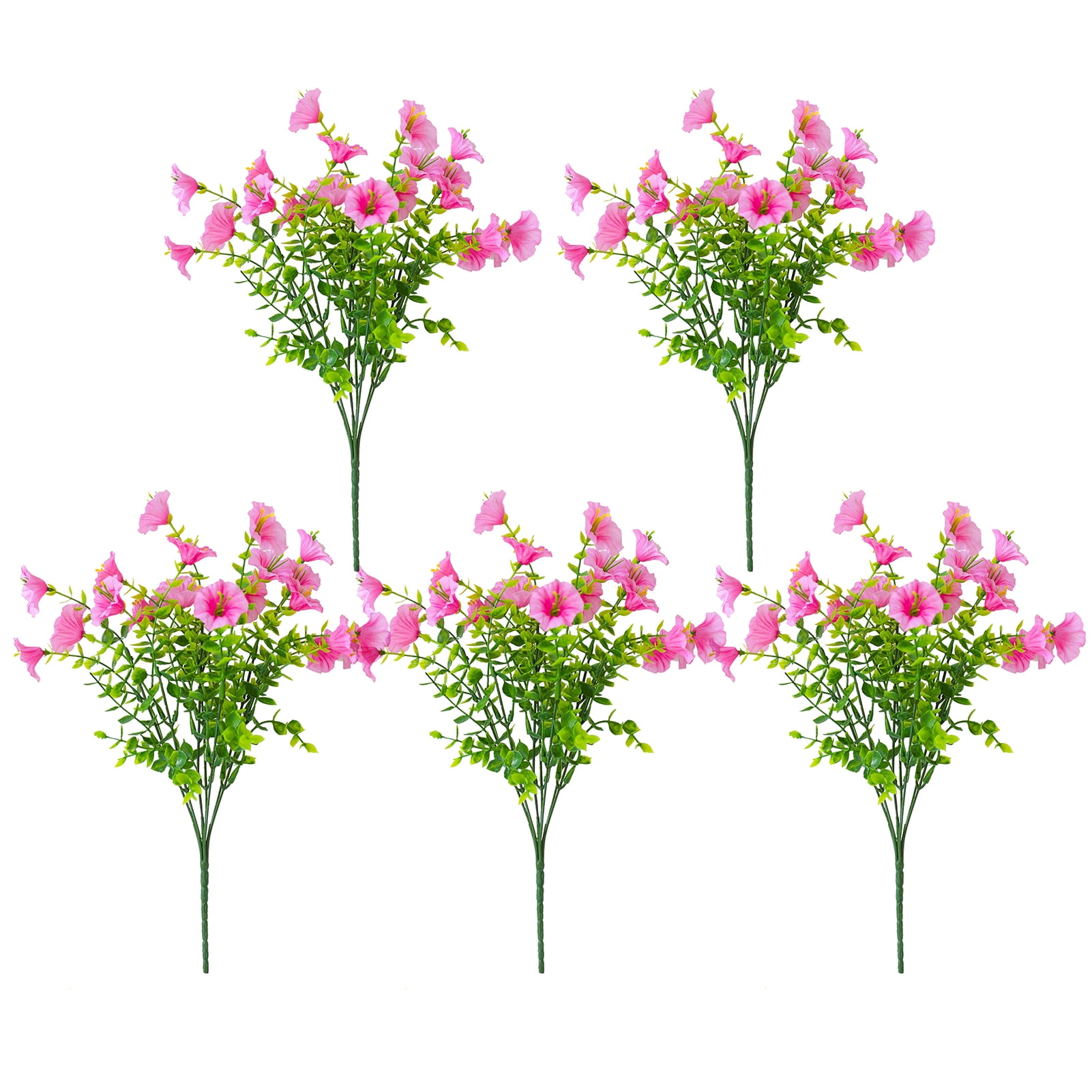 OIUR Faux Petunia Flowers Bunch Outdoor Artificial Flowers Realistic UV Resistant Fake Flowers for Porch Patio Window Box Hanging Basket
