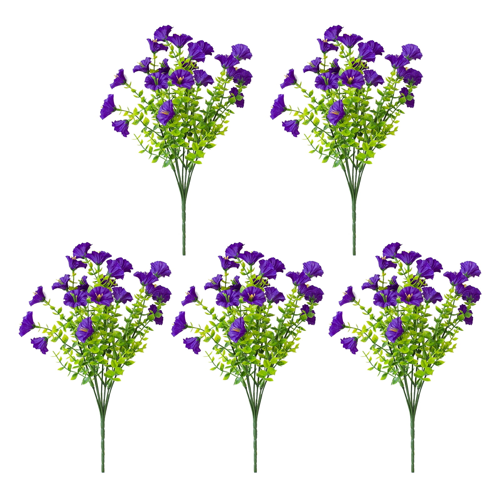 OIUR Faux Petunia Flowers Bunch Outdoor Artificial Flowers Realistic UV Resistant Fake Flowers for Porch Patio Window Box Hanging Basket
