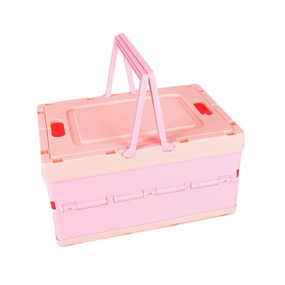 OIUR Foldable Storage Box with Cover Handle Design Large Capacity Stackable Sundries Organizer Desktop Storage Box