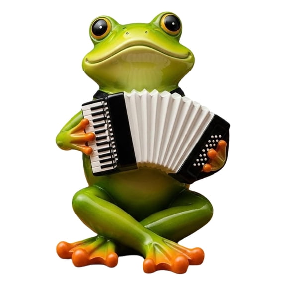 OIUR Frog Musician Statue Hand-Engraved Frog Ornament with UV Coating Mini Resin Figurine Playing Musical Instrument Garden Decor