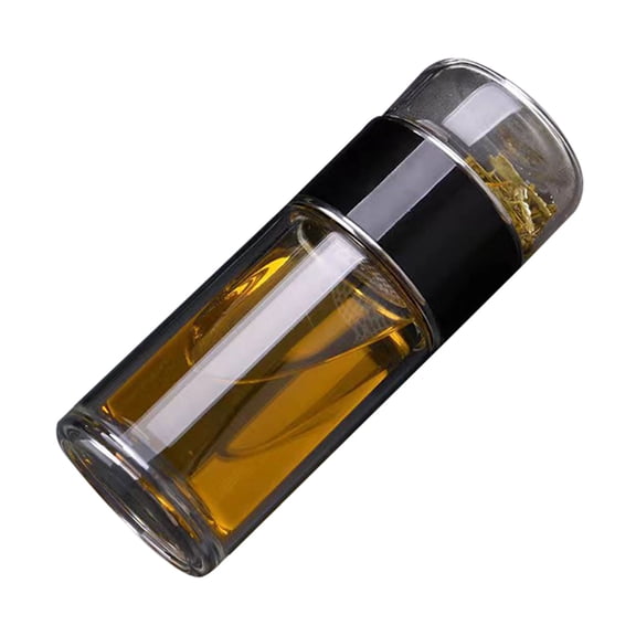 OIUR Glass Tea Infuser Bottle 420ml Leakproof Tea Brewer Double Wall Insulation Portable Tea Maker for Loose Leaf And Fruit Infusion
