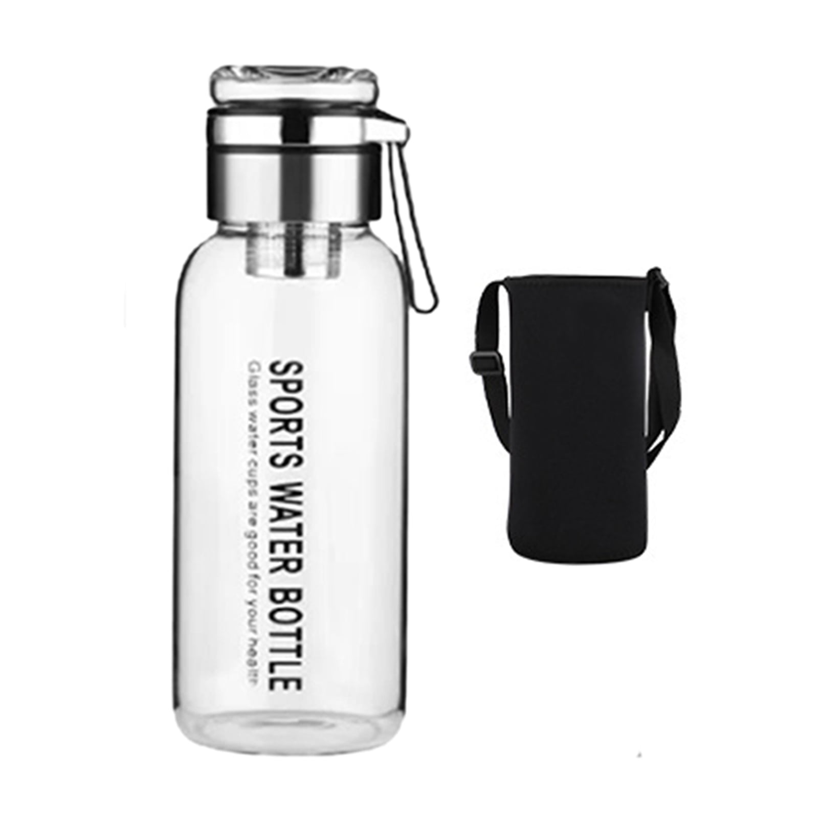 OIUR Glass Water Bottle Transparent Leakproof Drinkware Tea Juice Cup Outdoor Water Bottle Portable with Sealing Ring And Heat-Insulated Cover