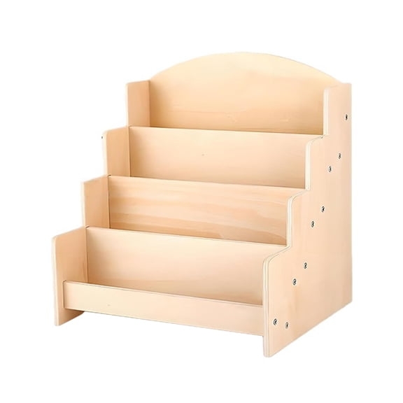 OIUR Greeting Card Display Stand High Stability Easy to Install Multipurpose 4-Tiered Wooden Organizer Rack Photos Brochure Holder
