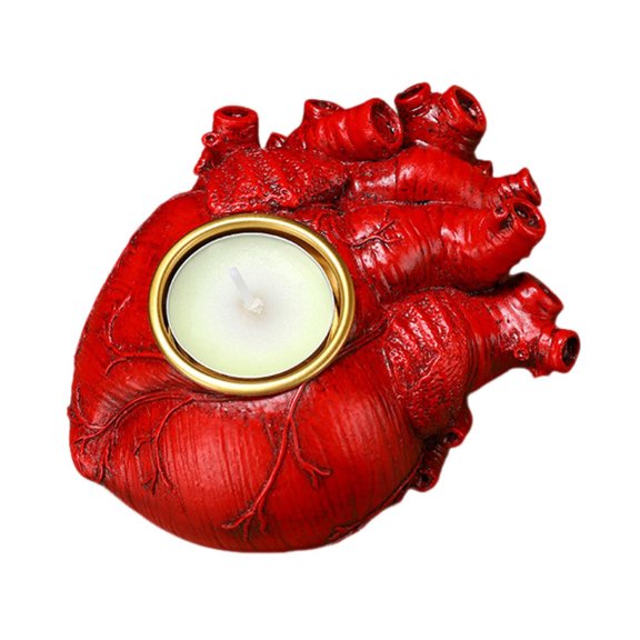 OIUR Halloween Candle Holder Spooky Resin Grim Reaper Skeleton Human Organ Statue Tabletop Tea Light Holder for Home Office Kitchen Mantel Decor