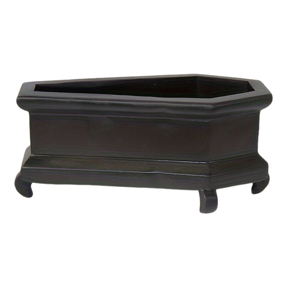 OIUR Halloween Casket Planter Gothic Plant Pot Resin Casket Flower Pot for Succulents Home Indoor Shelf Windowsill Decoration