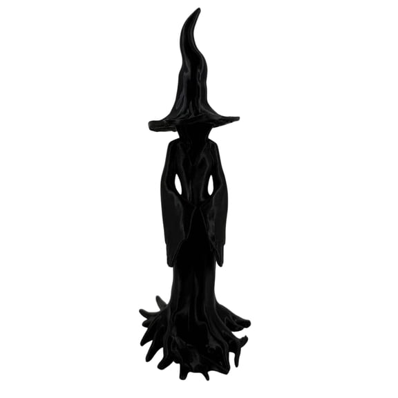 OIUR Halloween Enchanting Witch Statue 3D Printed Tree Root Black Witch Figurine Sculpture Home Holiday Party Decoration Ornament