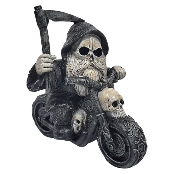OIUR Halloween Figure Skeleton Knight Motorcycle Riding Gnome Statue Resin Yard Art Decor Garden Outdoor Ornament