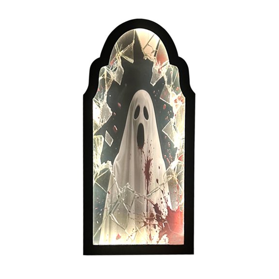 OIUR Halloween Hologram Ghost Mirror Spooky Blood Ghost Mirror with LED Light for Bedroom Kitchen Haunted House Decor