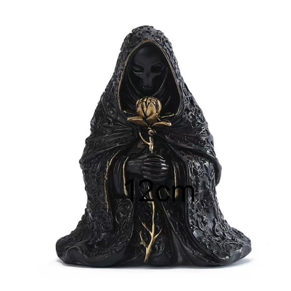 OIUR Halloween Ornament Gothic Style Mysterious Black Robe Design Evil Face Statue Halloween Theme Party Decoration