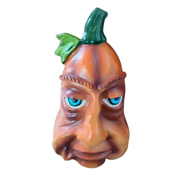 OIUR Halloween Pumpkin Statue with Expression Cartoon Pumpkin Head Resin Figurine Sculpture Indoor Outdoor Garden Desktop Decoration
