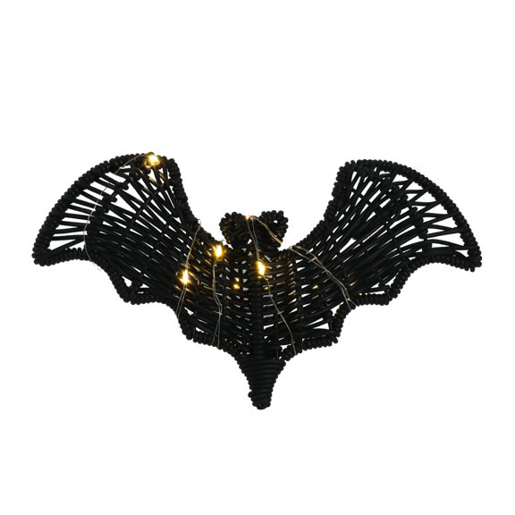 OIUR Halloween Rattan Bat Decoration 3D Scary Black Plastic Woven Bat Wall Hanging Decor for Tree Porch Yard Lawn Indoor Outdoor Farmhouse Decor
