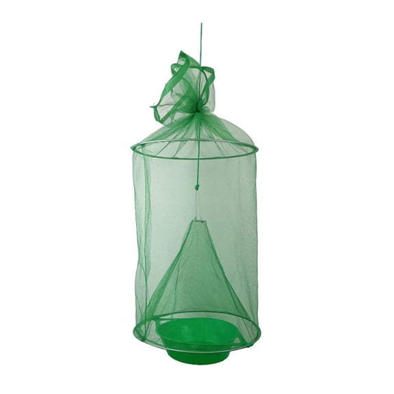 OIUR Hanging Fly Trap Indoor Outdoor Garden Farm Barn Ranch Foldable Fly Catcher Bag Heavy Duty Weather-proof Reusable Fly Control Green Cage