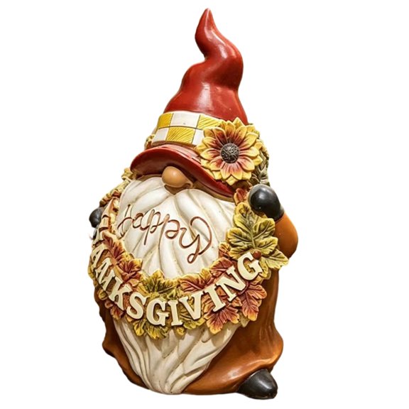 OIUR Happy Thanksgiving Gnome Figurine, Sunflower Maple Leaf Gnome Statue, Cartoon Dwarf Sculpture for Harvest Autumn Table Decor